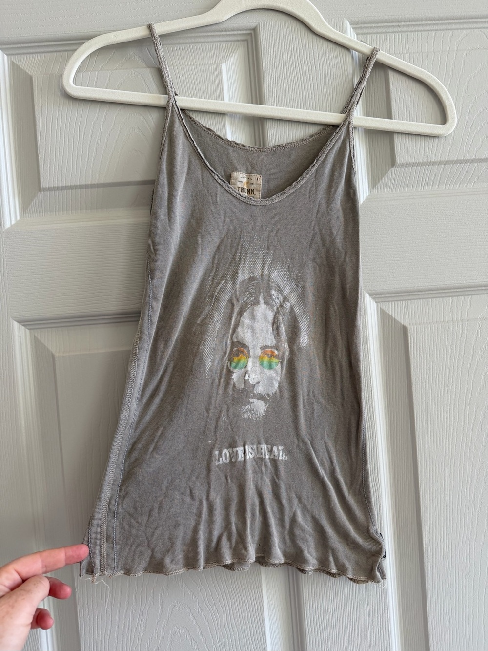 Vintage-Inspired John Lennon Grey Graphic Cami Tank Top